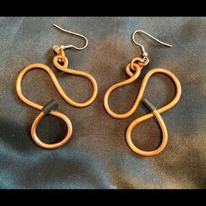 Large Copper Tone Abstract Earrings
